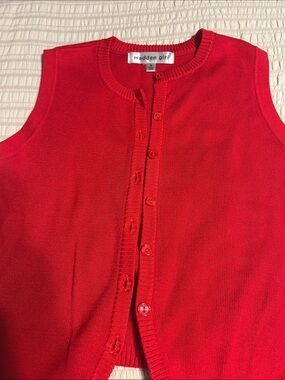 Madden Girl Bright Red Sleeveless Button-Front Knit Vest